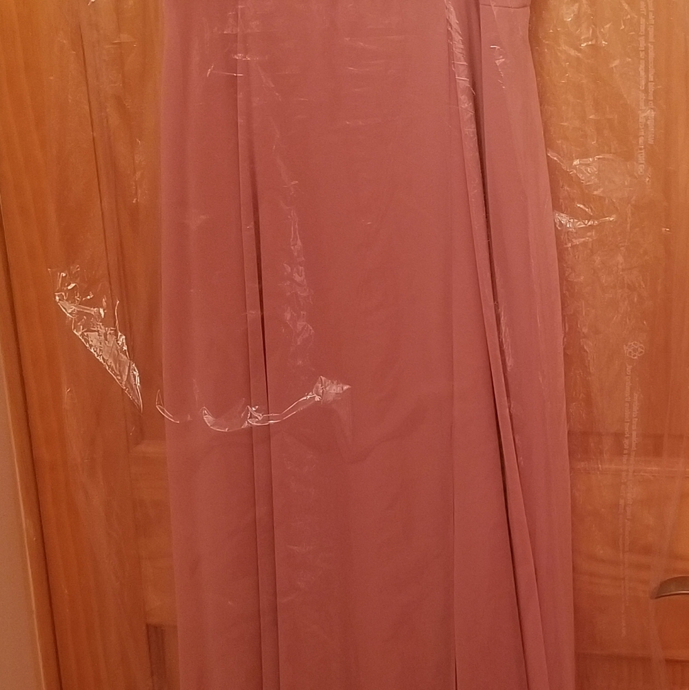 ❤ ❤️ Spaghetti Strap Chiffon Dress with Front Slit in Desert Rose - Size 10 - Picture 5 of 5